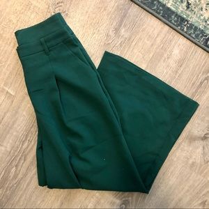 ASOS High Waisted Green Wide Leg Cropped Pants